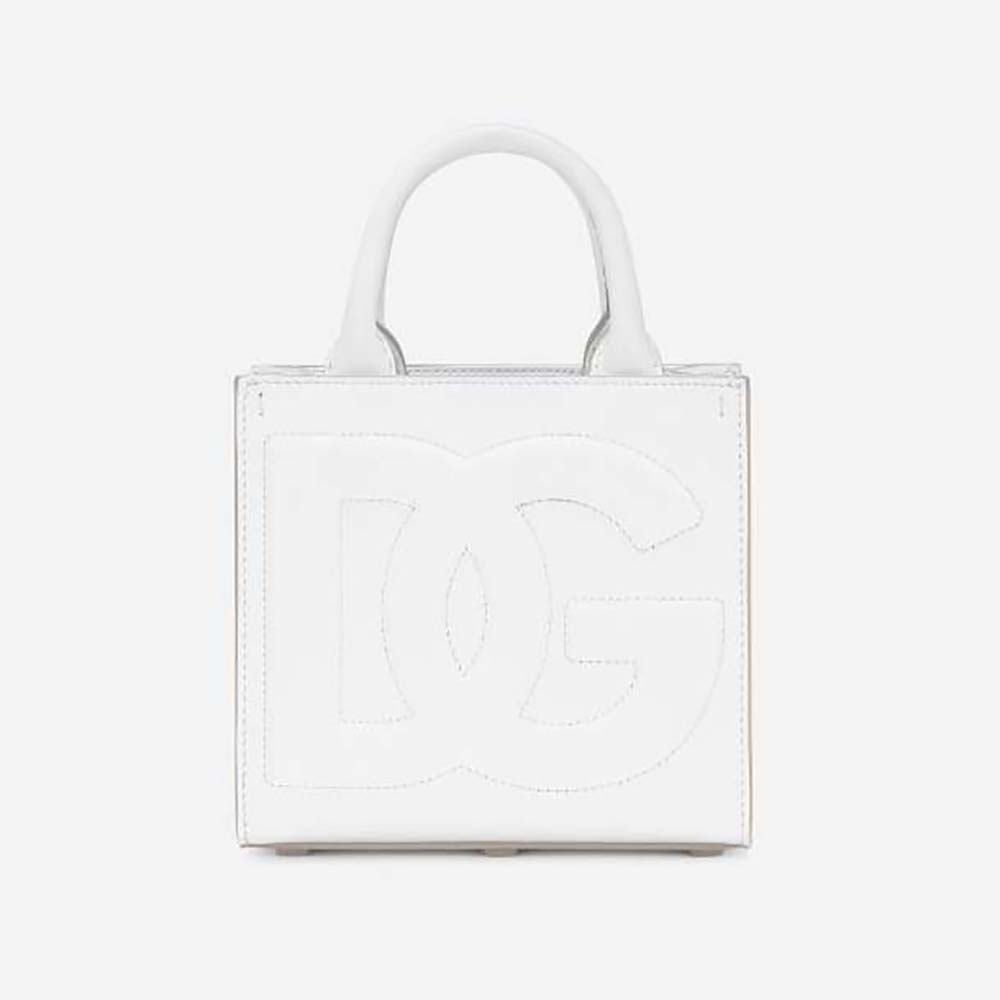 Front view of Dolce Gabbana D&G Women DG Daily Mini Shopper-White handbag