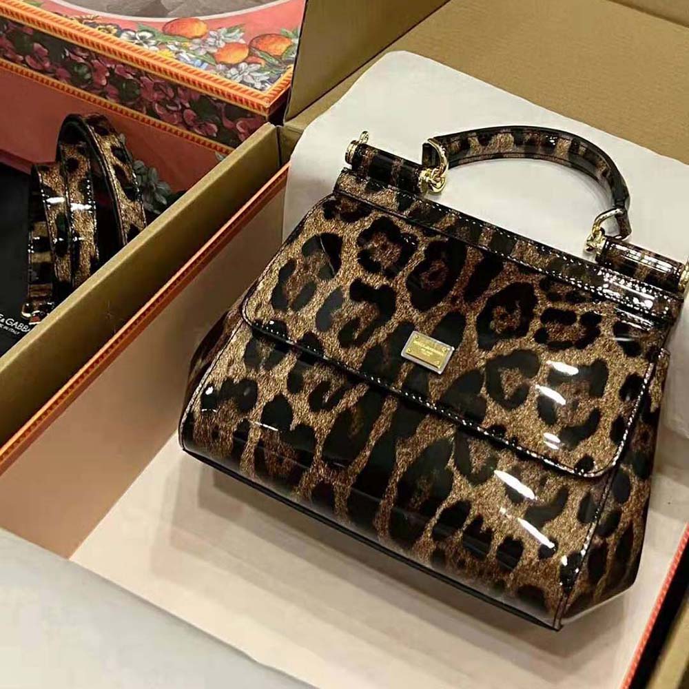 Side angle showing spacious silhouette of Dolce Gabbana D&G Large Sicily Handbag