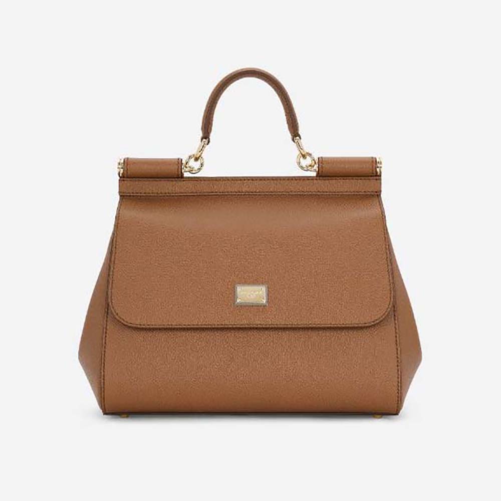 Front view of Dolce Gabbana D&G Women Medium Dauphine Leather Sicily Bag-Beige