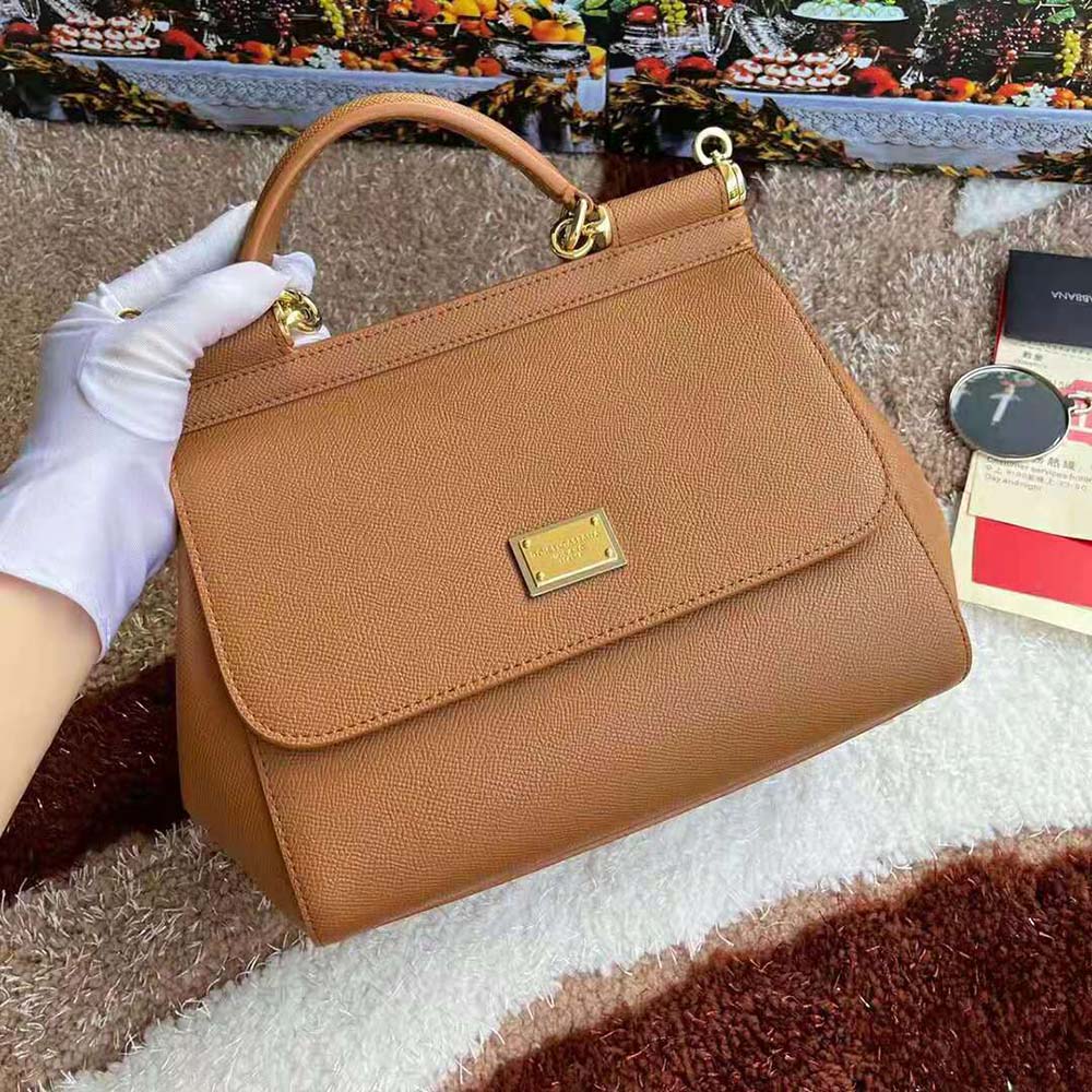 Side profile showing structure of Dolce Gabbana D&G Medium Dauphine Sicily Bag