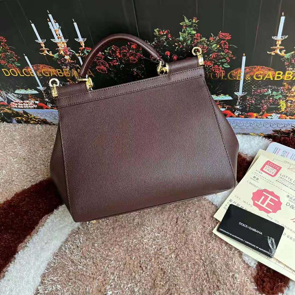 Dolce Gabbana D&G Women Medium Dauphine Leather Sicily Bag-Bordeaux - image 4