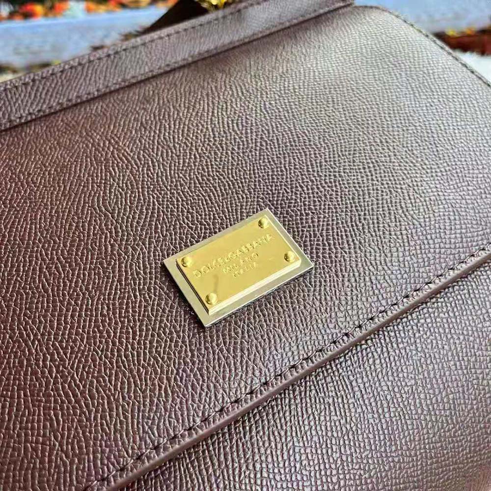 Dolce Gabbana D&G Women Medium Dauphine Leather Sicily Bag-Bordeaux - image 8
