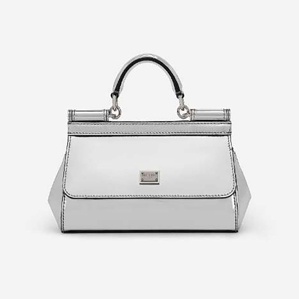 Front view of Dolce Gabbana D&G Women Small Sicily Handbag-Silver