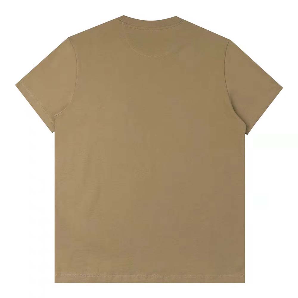Side angle of Fendi Men Beige Jersey T-shirt highlighting soft cotton texture