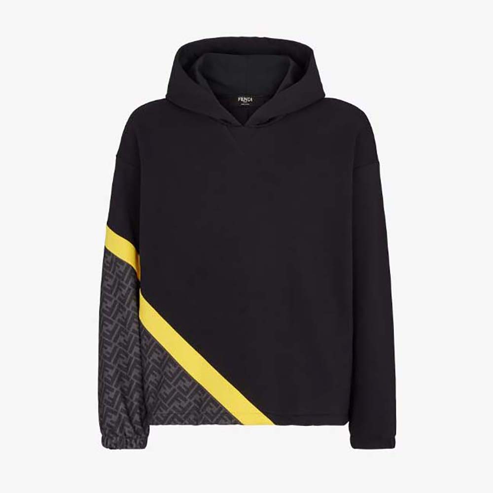 Front view of Fendi Men Black Jersey Sweatshirt in black