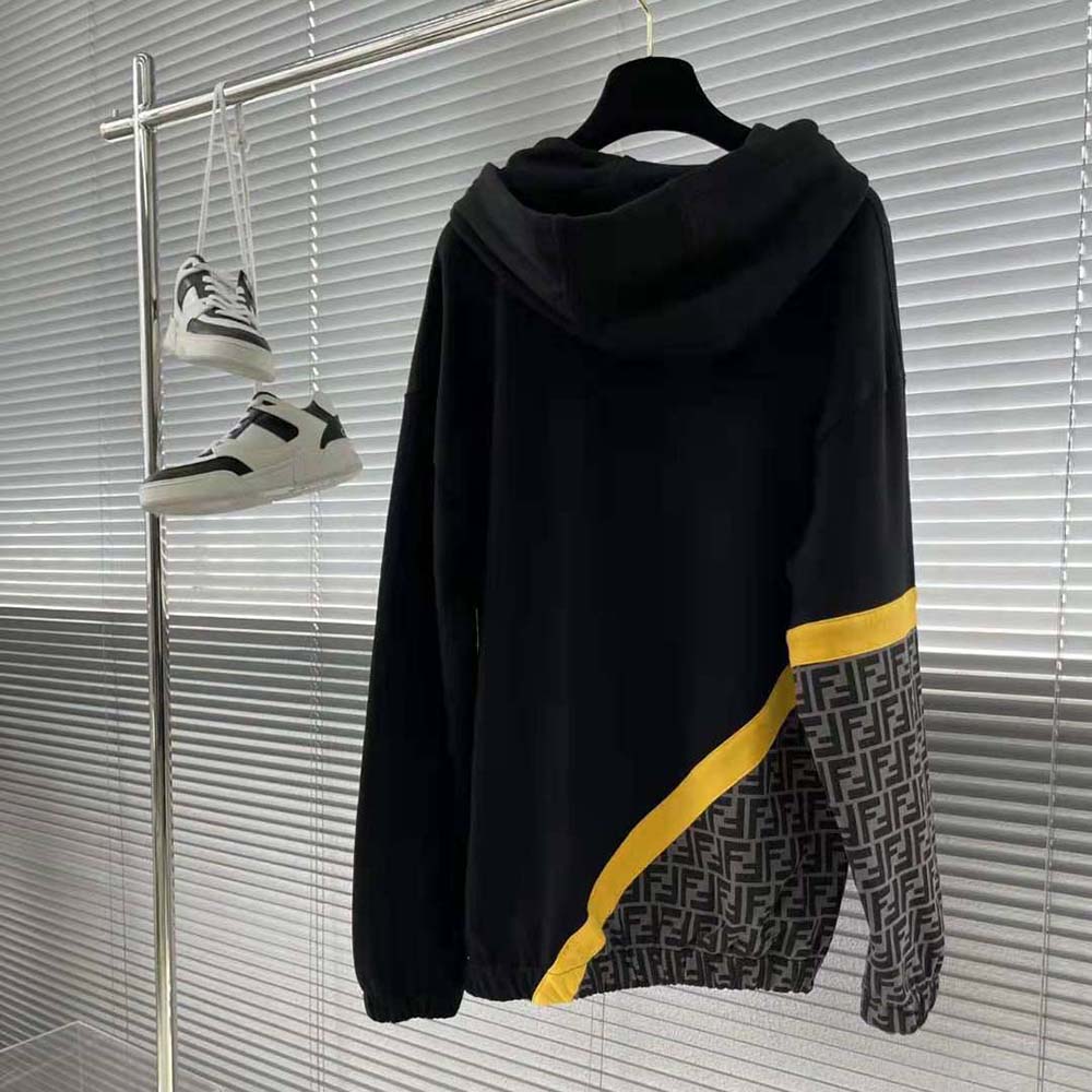 Side profile showing relaxed fit of Fendi Men Black Jersey Sweatshirt