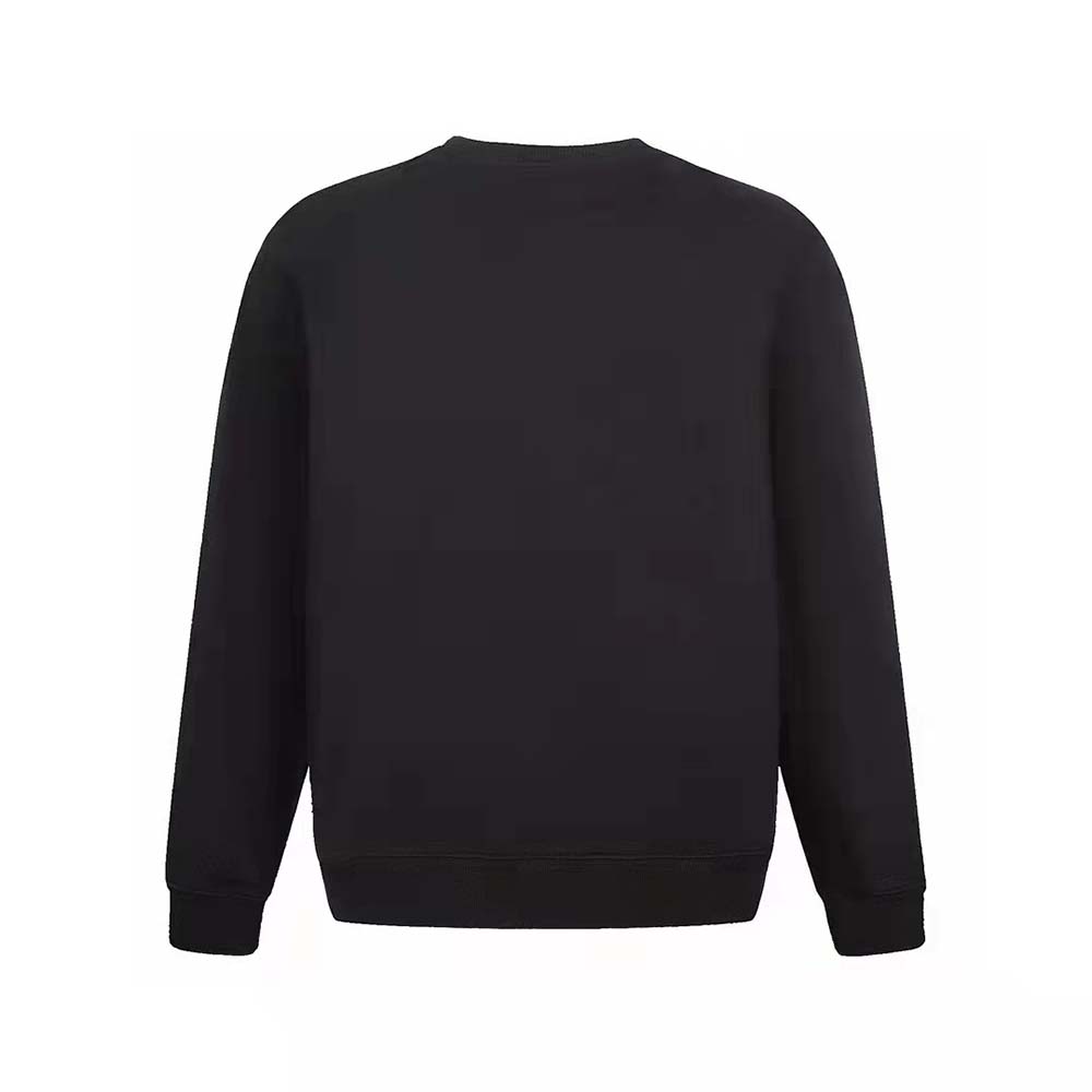 Side angle showing fit and fabric texture of Fendi Men Black Jersey Sweatshirt