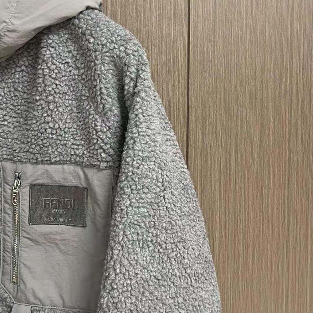 Fendi Men Blouson Gray Teddy Sweatshirt-FW1288AQMNF1MU3 - image 4