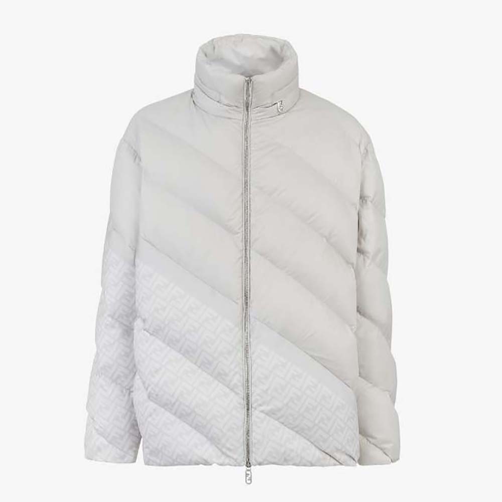 Front view of Fendi Men Down Jacket White Nylon Down-FAA919AQNJF1N6G showcasing sleek design