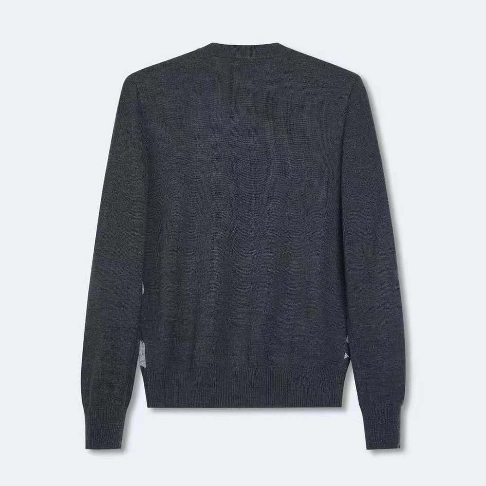 Side profile showing texture details of Fendi Men Gray Wool Sweater