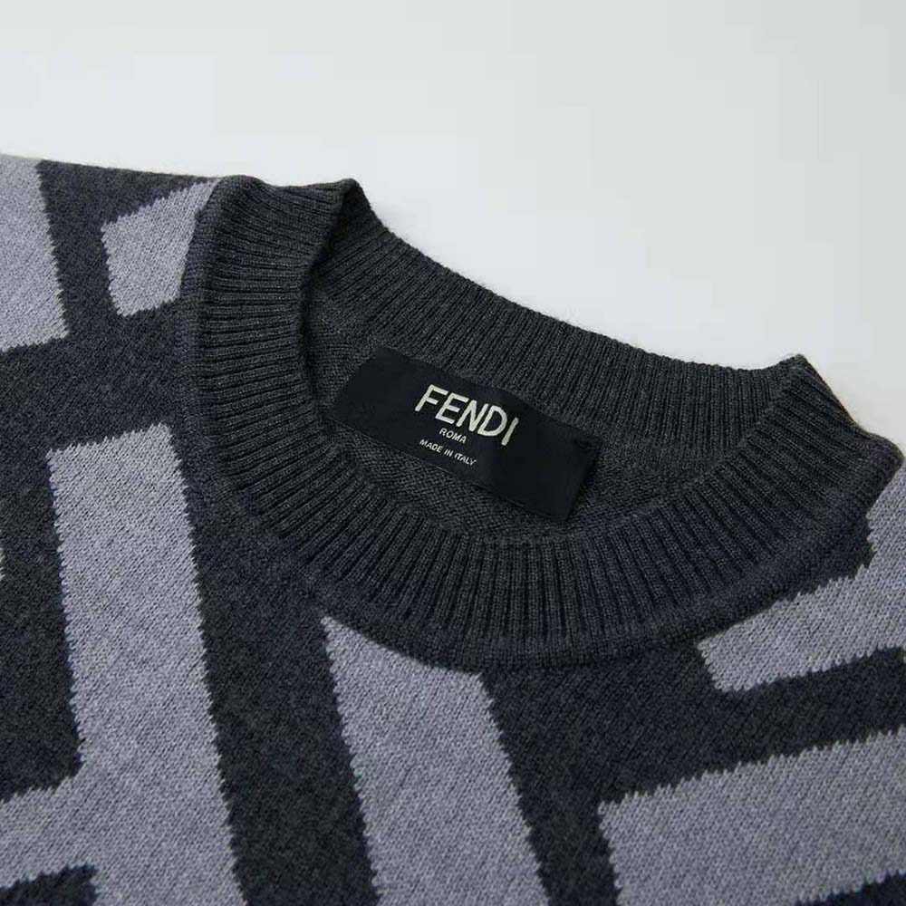 Fendi Men Gray Wool Sweater-FZX091APJKF1ML0 - image 4