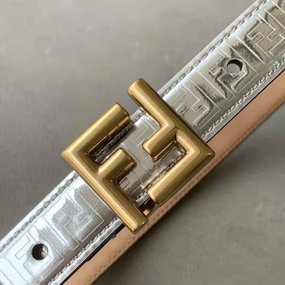 Fendi Women FF Belt Silver Leather-8C0648AQ1VF04TX - image 4