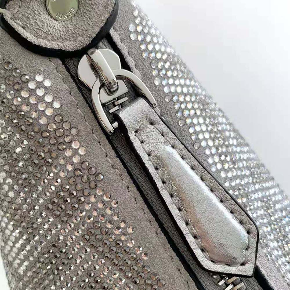 Fendi Women Fendigraphy Mini Silver Leather Mini Bag with Crystal FF Motif - image 7