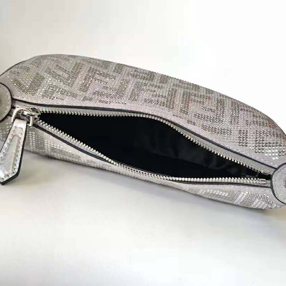 Fendi Women Fendigraphy Mini Silver Leather Mini Bag with Crystal FF Motif - image 6