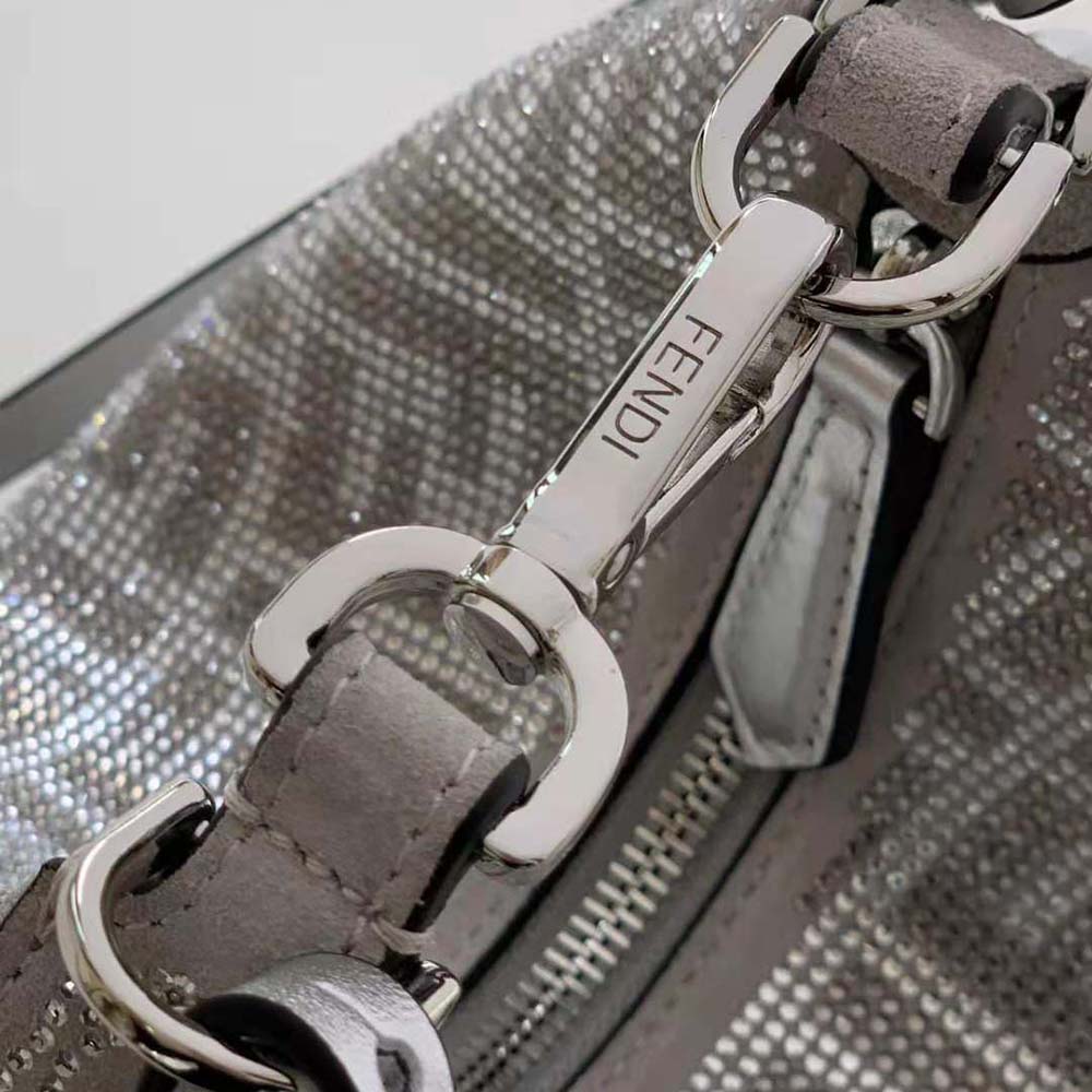 Fendi Women Fendigraphy Mini Silver Leather Mini Bag with Crystal FF Motif - image 9