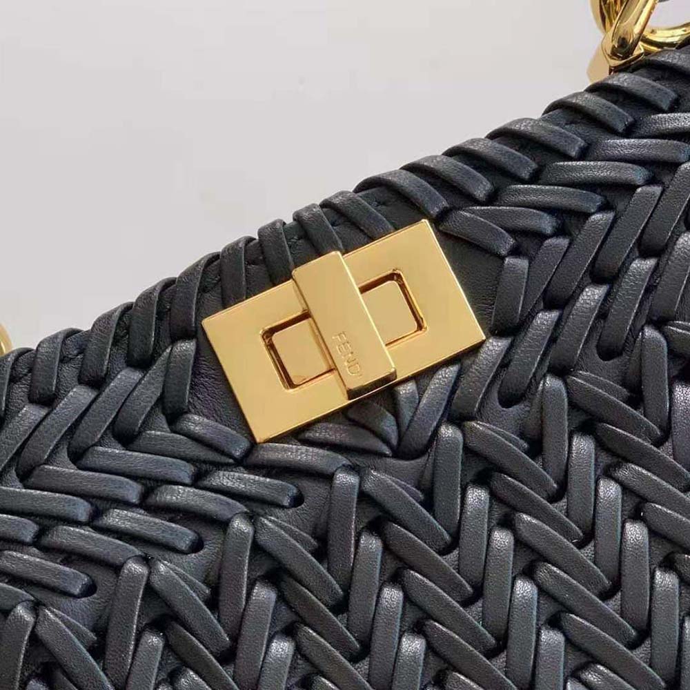 Fendi Women Peekaboo ISeeU Petite Black Padded Calfskin Leather Bag - image 8