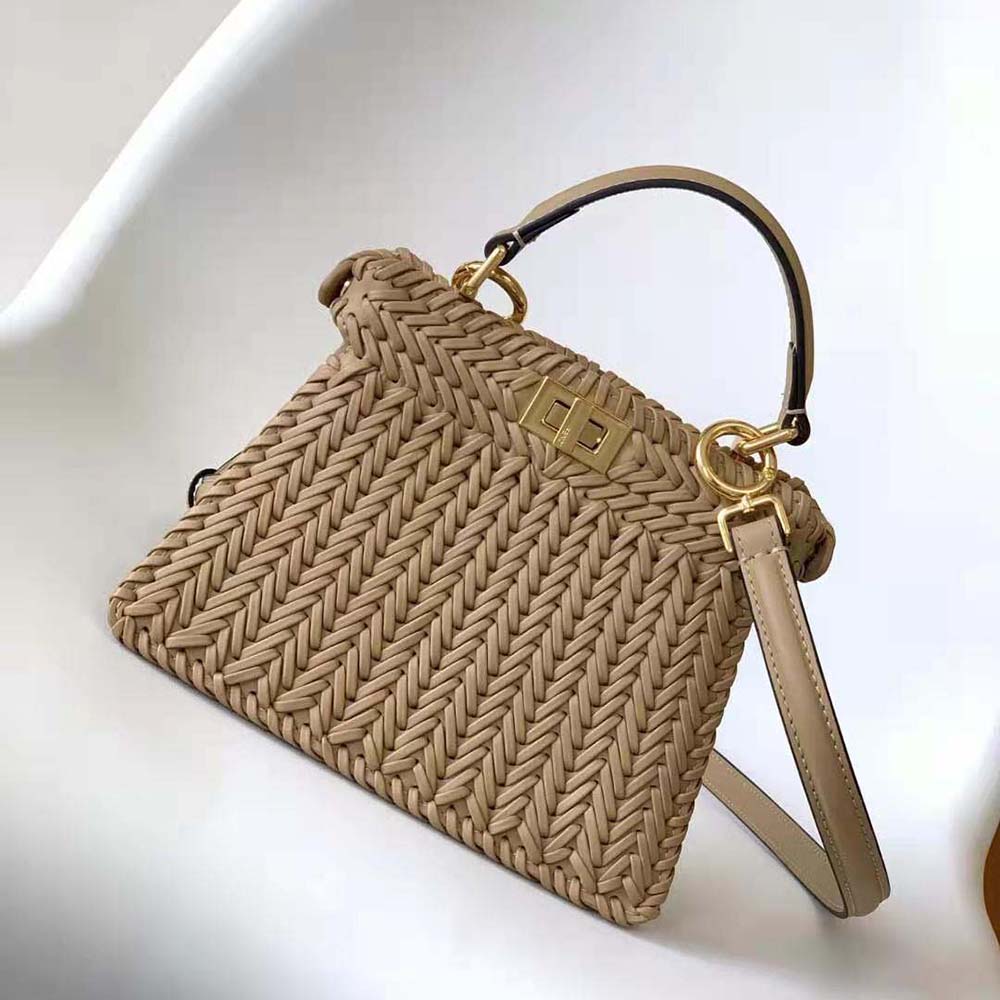 Close-up of gold hardware on Fendi Women Peekaboo ISeeU Bag