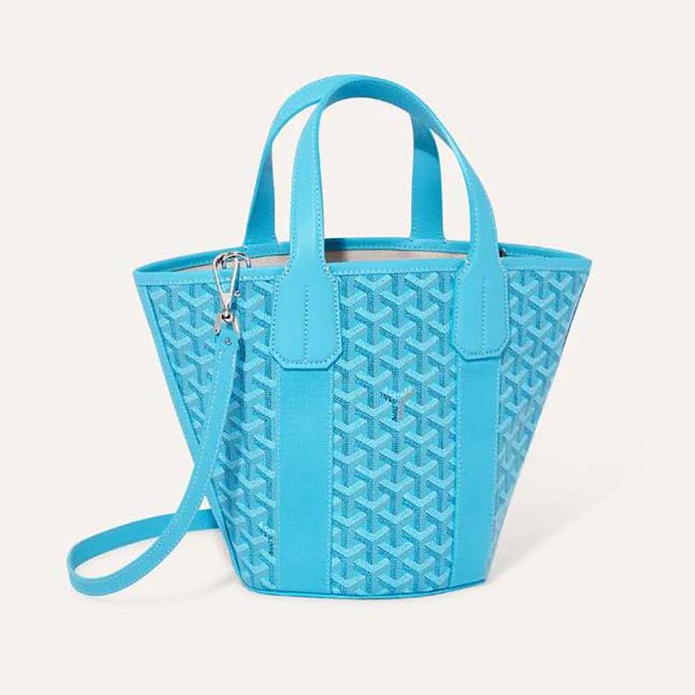 Front view of Goyard Women Belharra PM Bag-Blue showing signature canvas