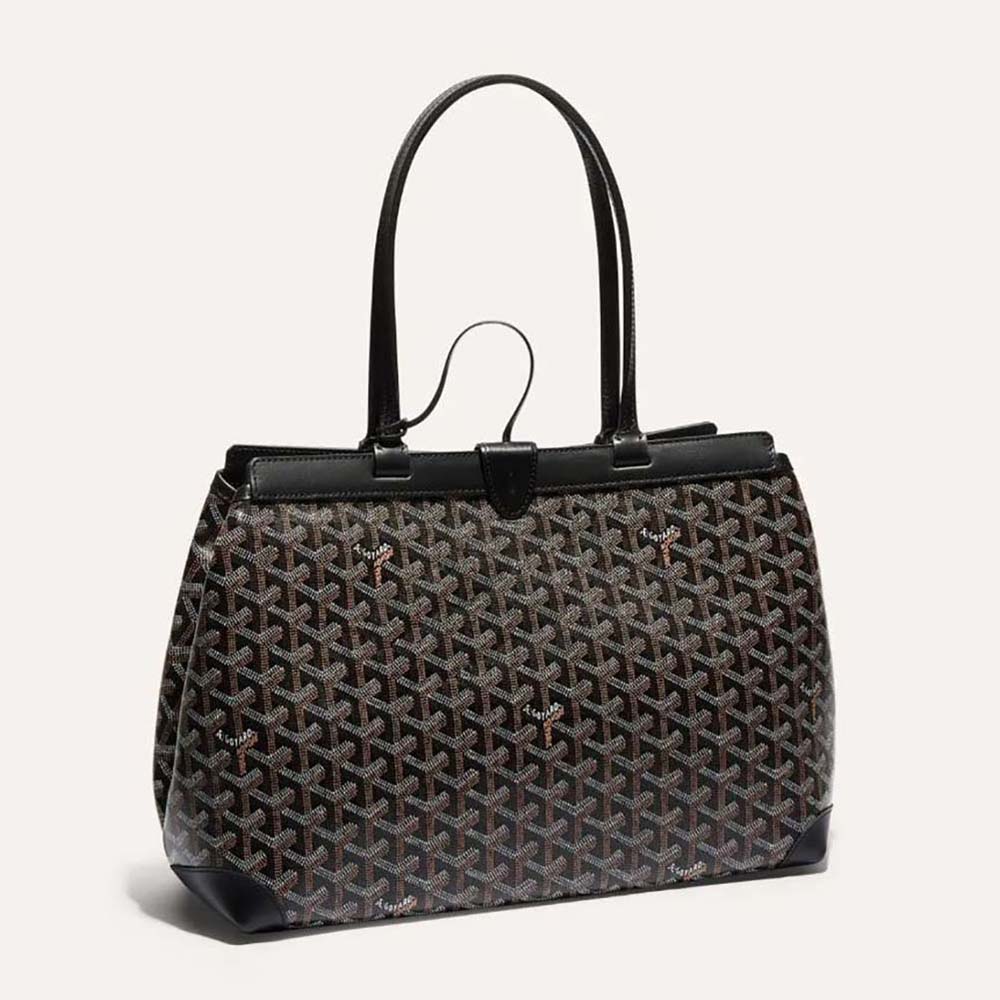 Front view of Goyard Women Bellechasse Biaude PM Bag-Black showing flap closure