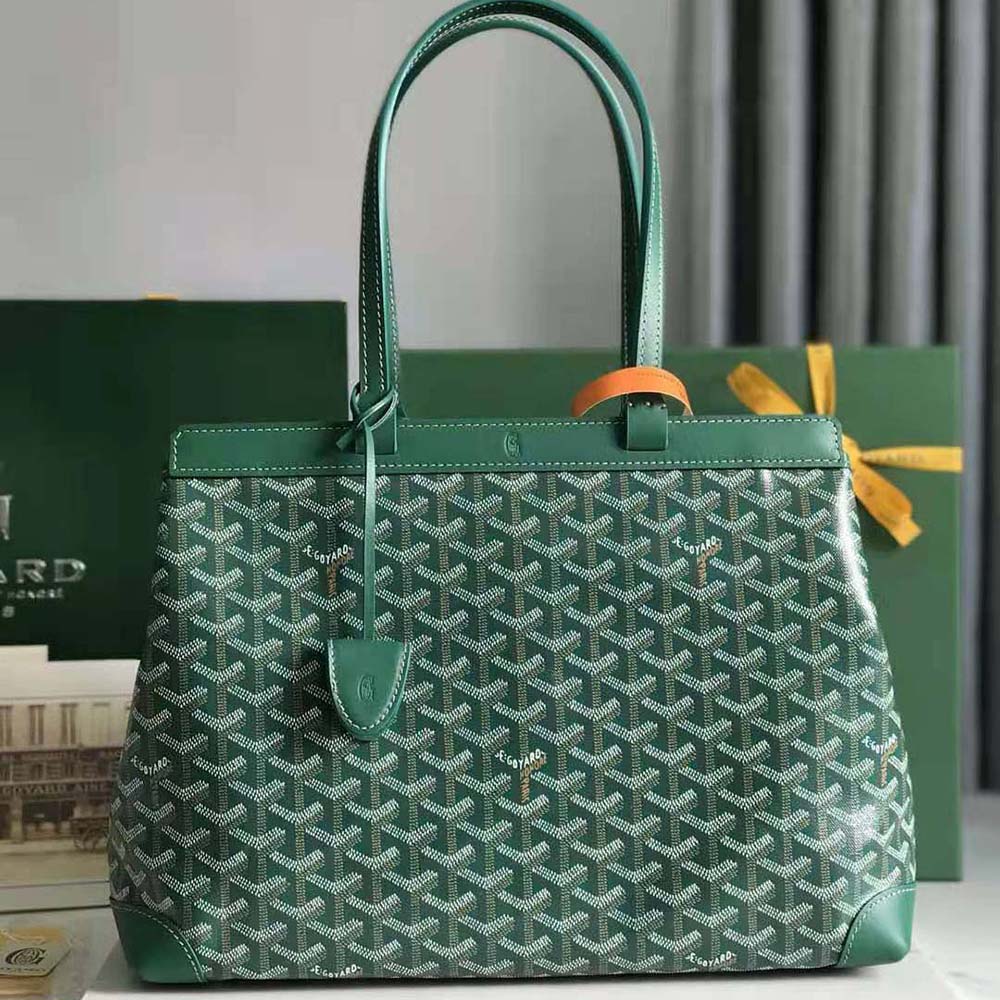 Close-up detail of brass hardware on Goyard Women Bellechasse Biaude PM Bag-Green