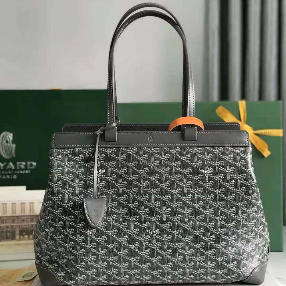 Close-up of polished silver hardware on Goyard Women Bellechasse Biaude PM Bag-Grey
