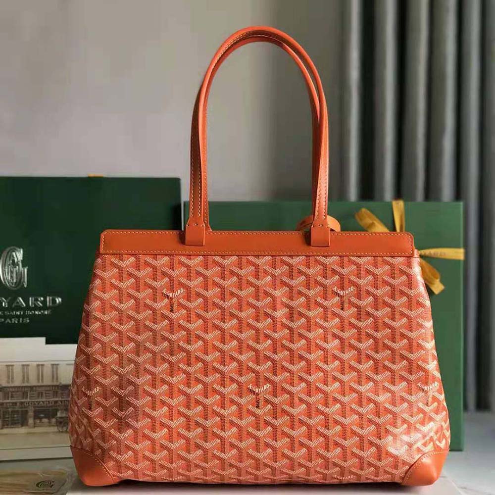 Side profile highlighting gold-tone hardware on Goyard Women Bellechasse Biaude PM Bag