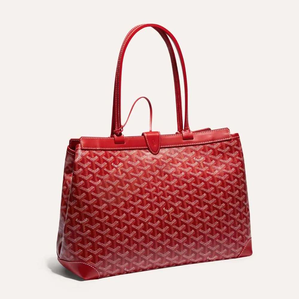 Front view of Goyard Women Bellechasse Biaude PM Bag-Red with clasp detail