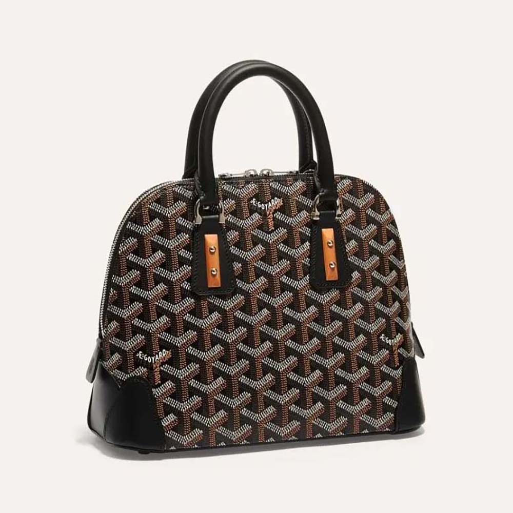 Front view of Goyard Women Vendôme Mini Bag-Black with flap closed