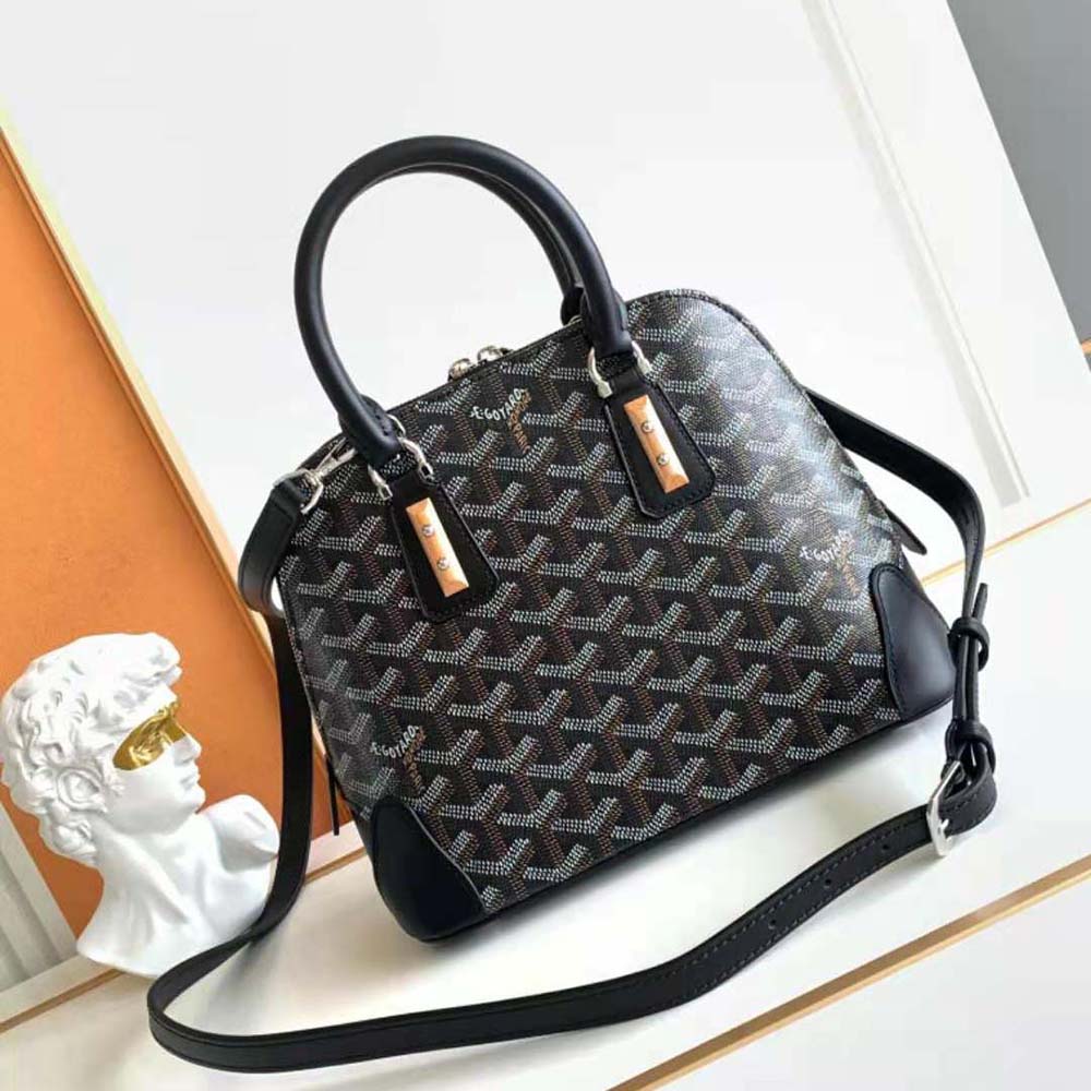 Side angle showing slim silhouette of Goyard Women Vendôme Mini Bag-Black