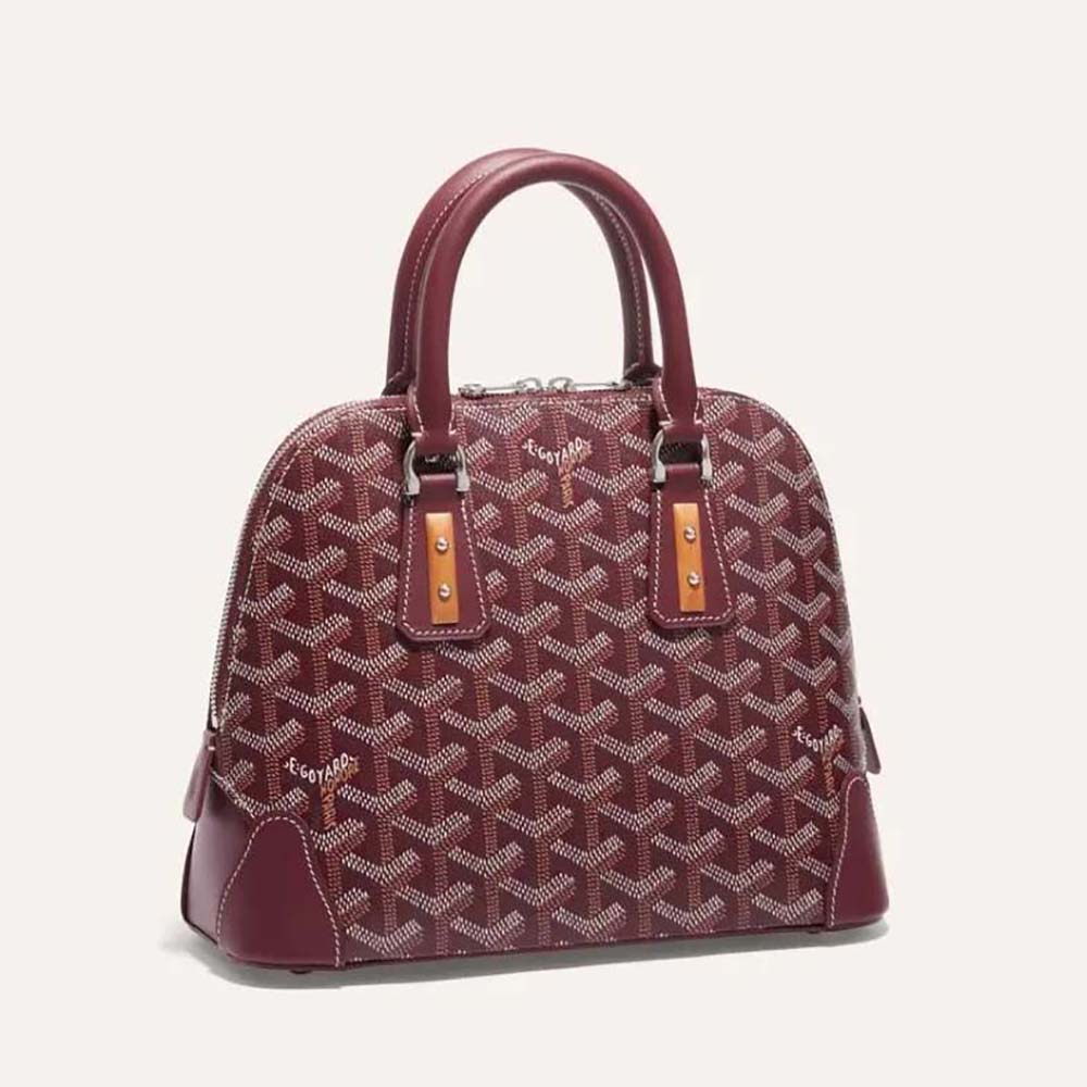 Front view of Goyard Women Vendôme Mini Bag-Maroon showing maroon canvas
