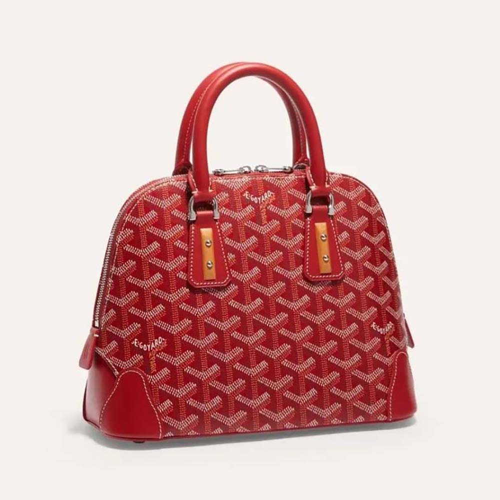 Front view of Goyard Women Vendôme Mini Bag-Red showing Chevron pattern