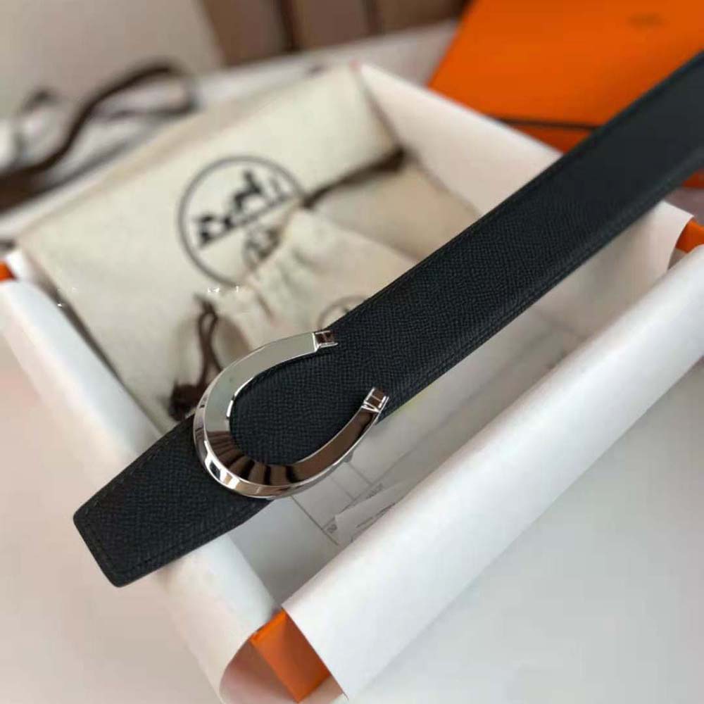Hermes Men Luck Belt Buckle & Reversible Leather Strap 38 mm-Black - image 4