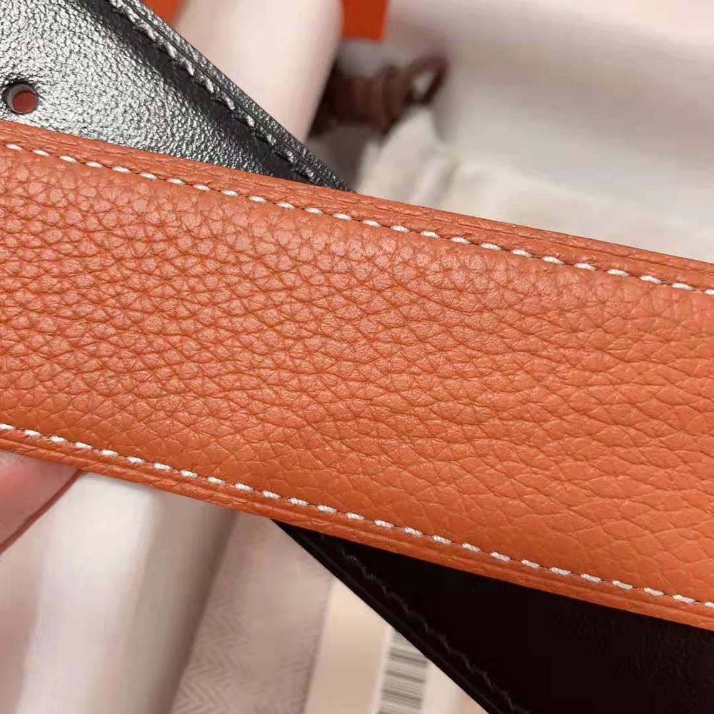 Hermes Men Luck Belt Buckle & Reversible Leather Strap 38 mm-Orange - image 7