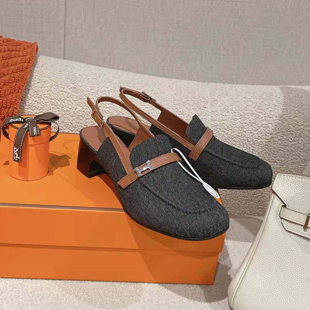 Hermes Women Infinie 50 Pump in Denim and Calfskin-H241047Z - image 4