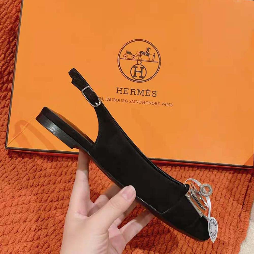 Hermes Women Innocente Slingback in Goatskin-Black H241157Z - image 7