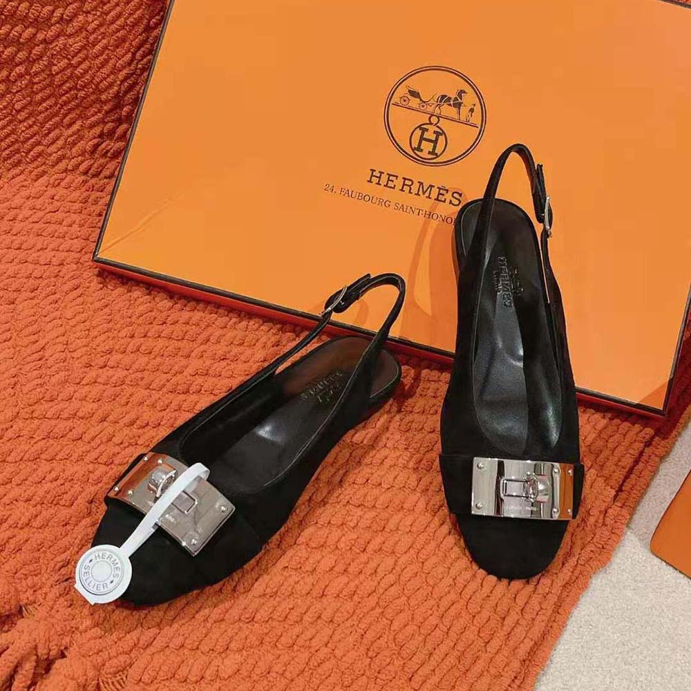Hermes Women Innocente Slingback in Goatskin-Black H241157Z - image 6