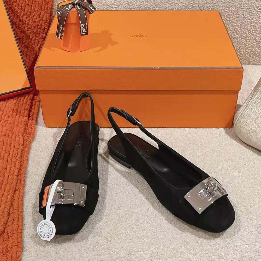 Hermes Women Innocente Slingback in Goatskin-Black H241157Z - image 4