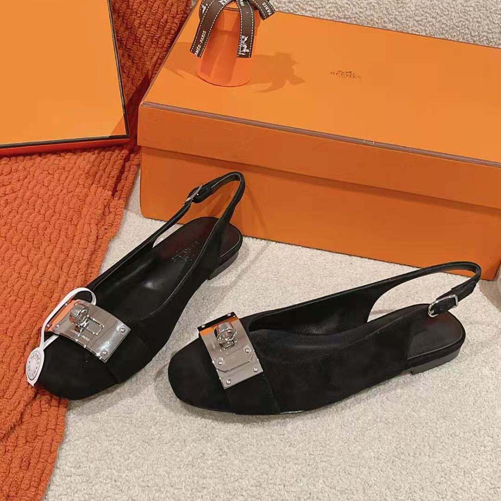Hermes Women Innocente Slingback in Goatskin-Black H241157Z - image 5