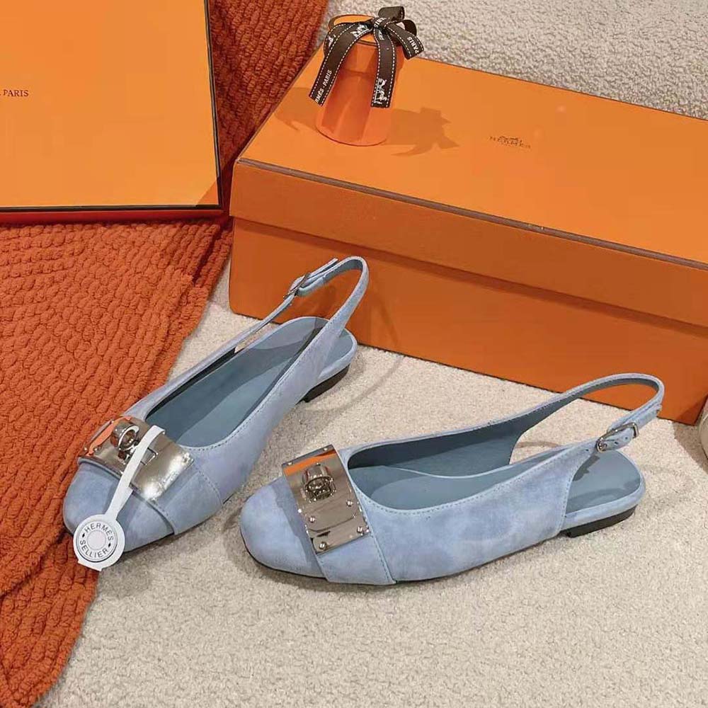 Hermes Women Innocente Slingback in Suede Goatskin-H241158Z - image 4