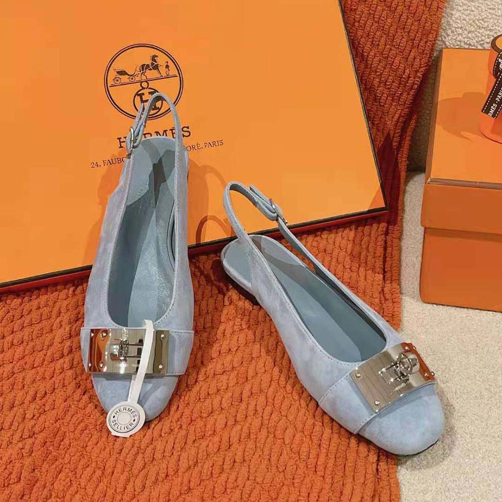 Top view showcasing slingback strap and silhouette of Hermes Women Innocente Slingback