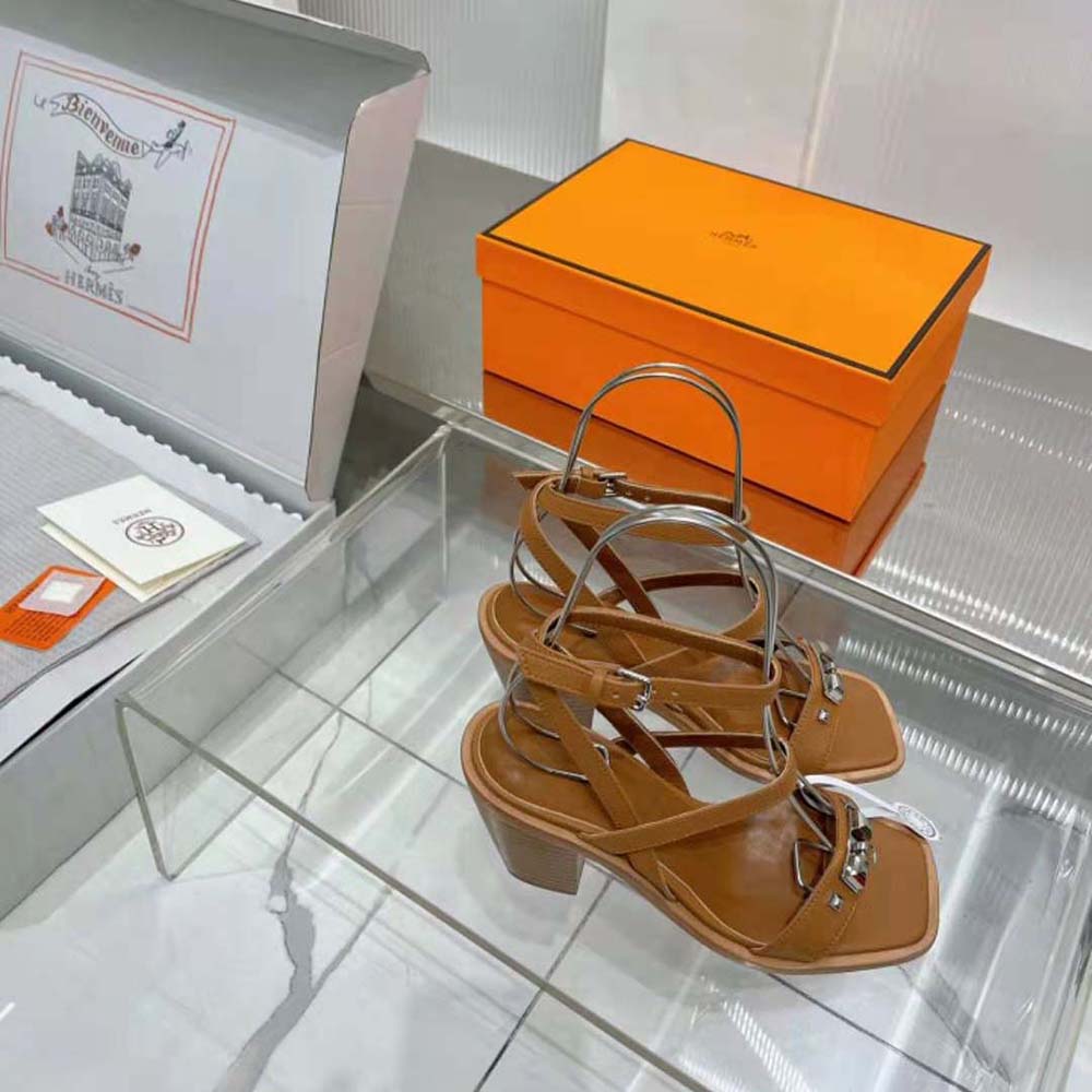 Hermes Women Ivresse 65 Sandal in Calfskin-Brown H241152Z - image 5