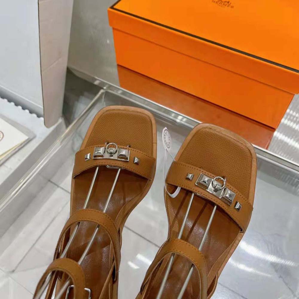 Hermes Women Ivresse 65 Sandal in Calfskin-Brown H241152Z - image 7
