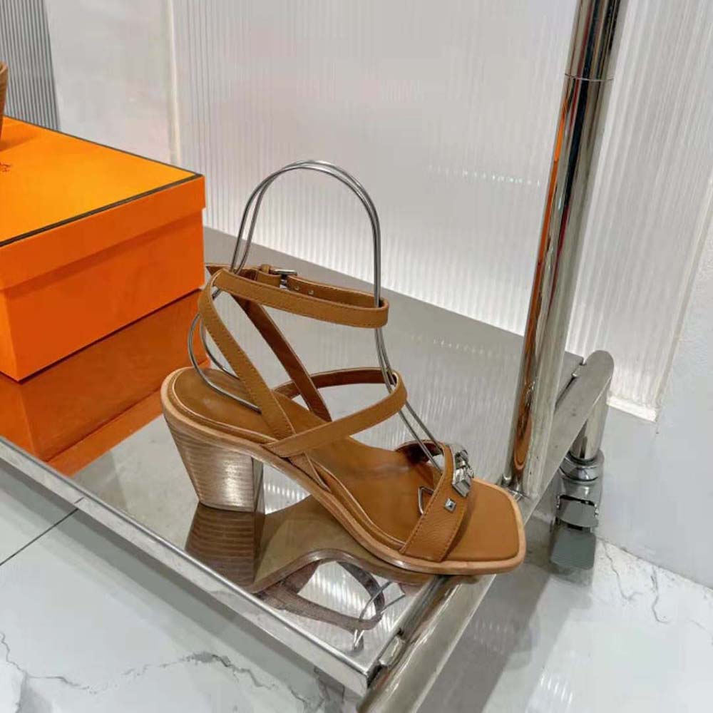 Hermes Women Ivresse 65 Sandal in Calfskin-Brown H241152Z - image 8