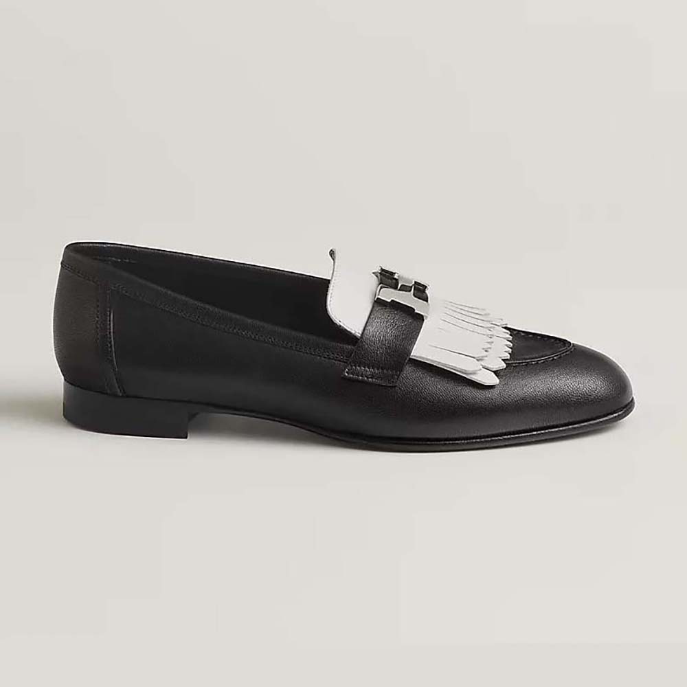 Side view of Hermes Women Royal Loafer in white leather