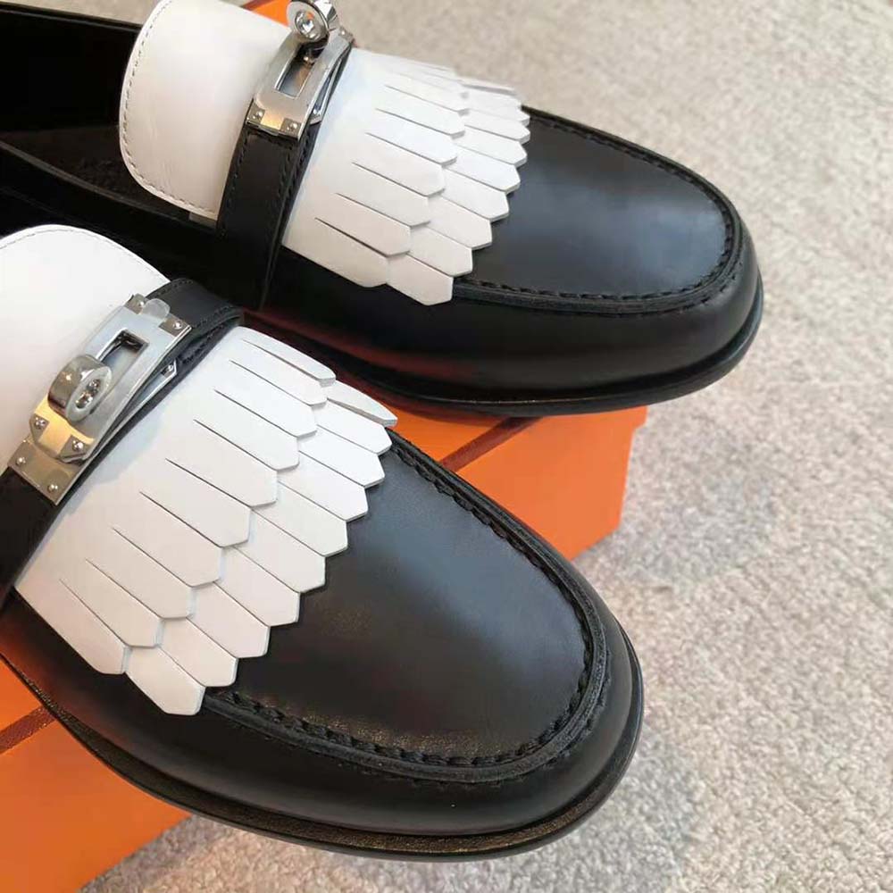 Hermes Women Royal Loafer in Goatskin and Calfskin-White H241072Z - image 7