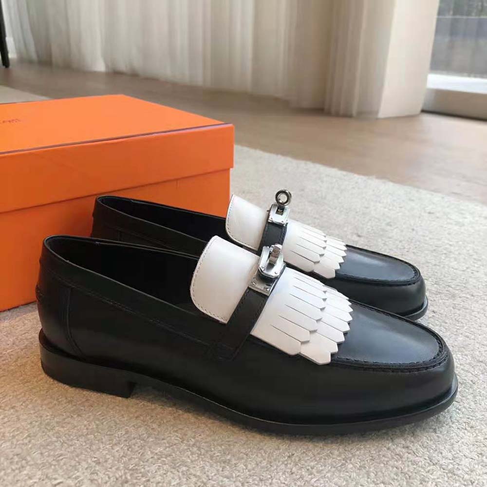 Hermes Women Royal Loafer in Goatskin and Calfskin-White H241072Z - image 4