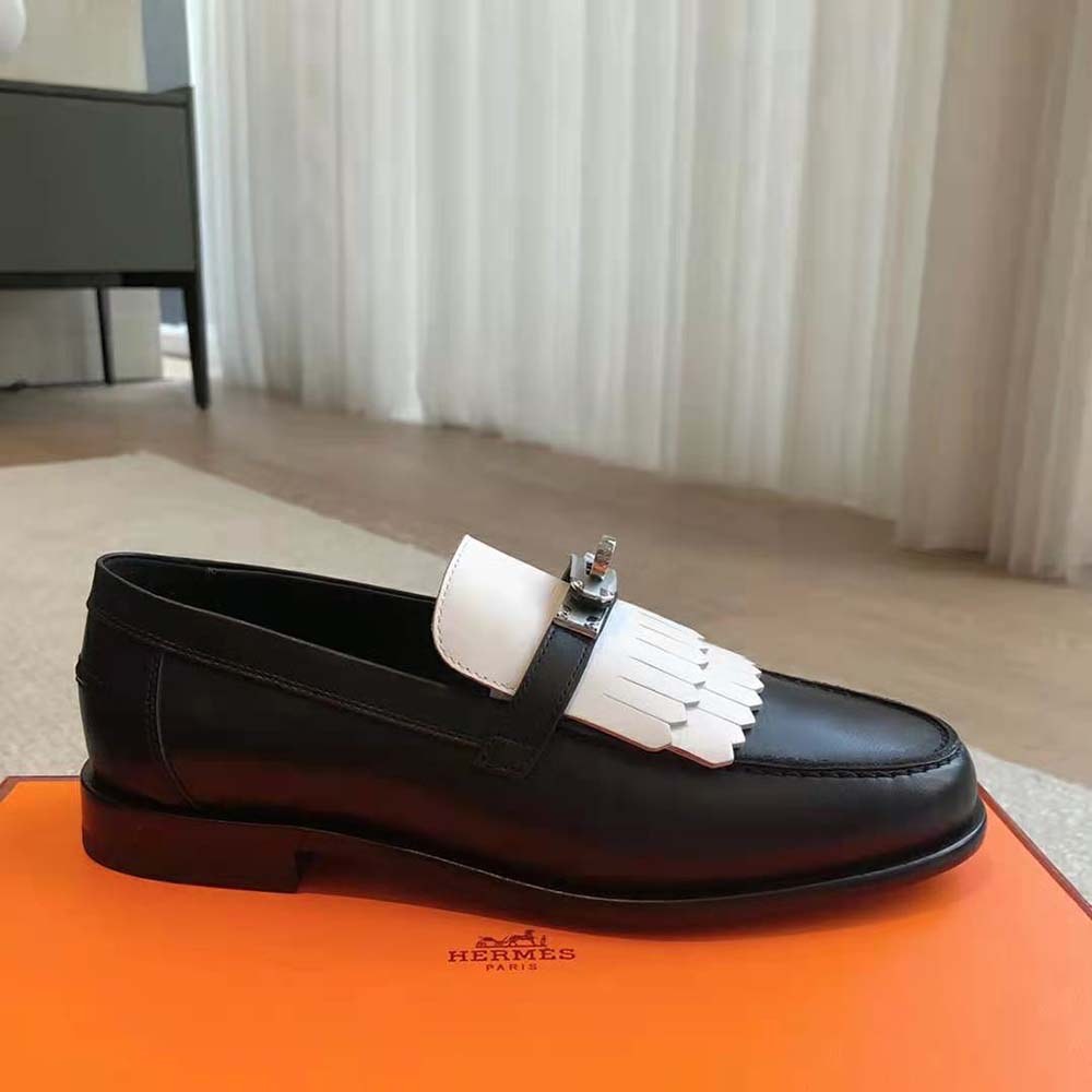 Hermes Women Royal Loafer in Goatskin and Calfskin-White H241072Z - image 5