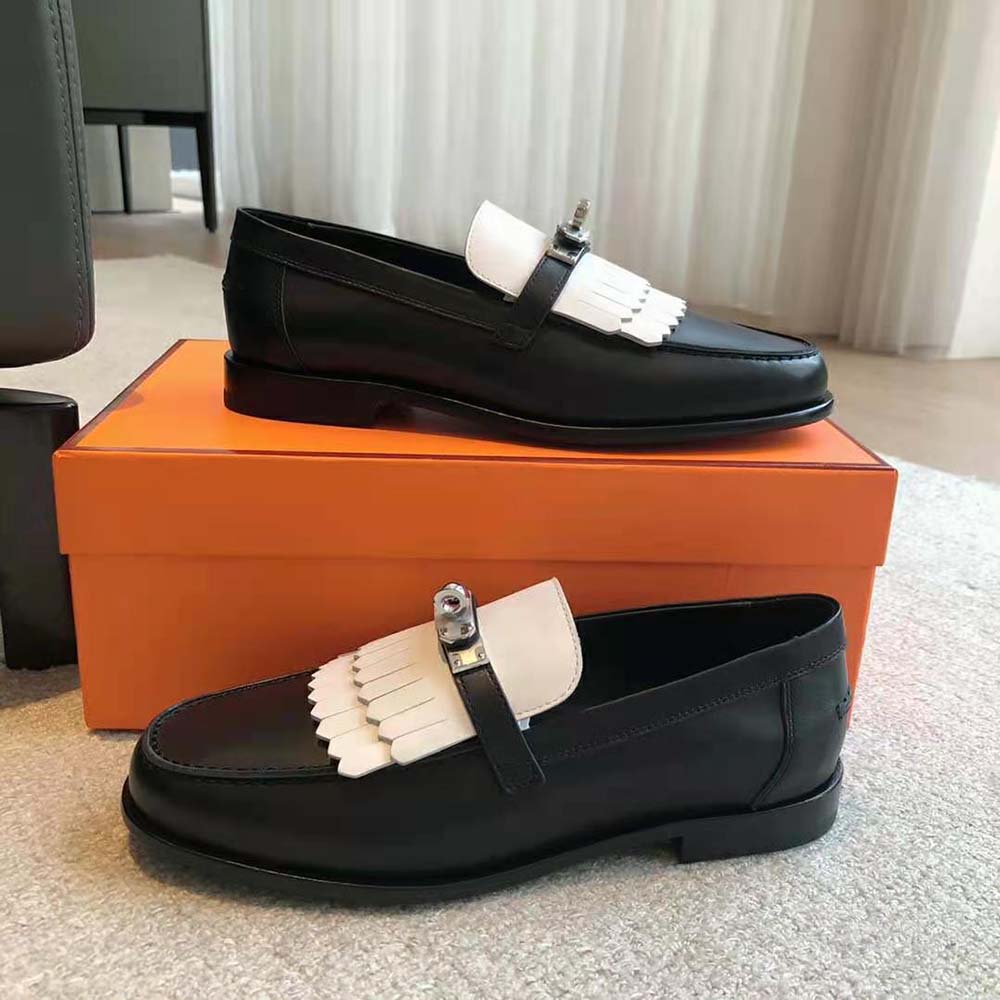 Hermes Women Royal Loafer in Goatskin and Calfskin-White H241072Z - image 6