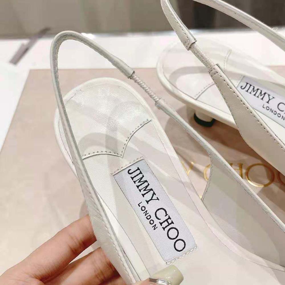 Jimmy Choo Women Amita Flowers 45 Latte Nappa Leather Sling Back Pumps with Flowers - image 8