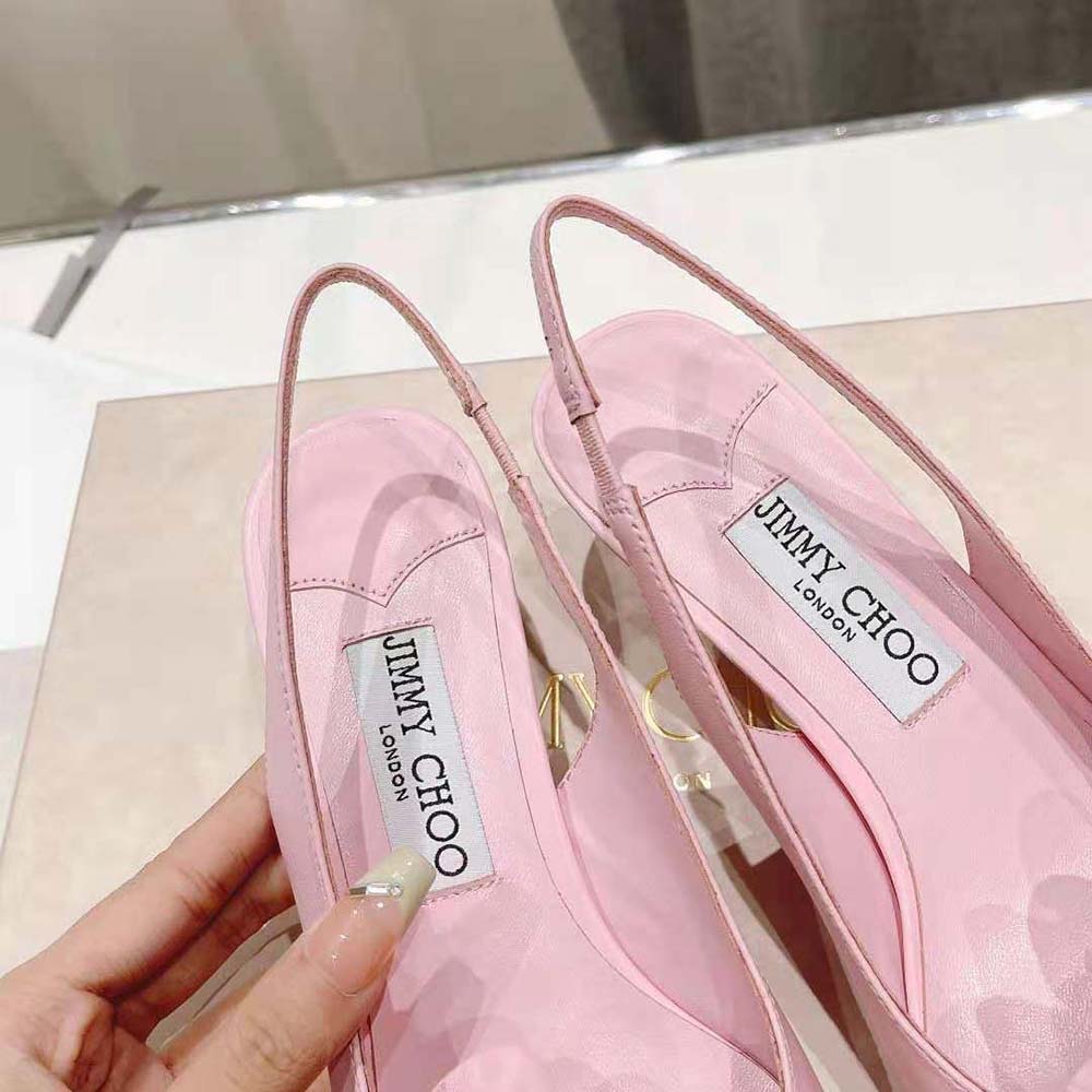 Jimmy Choo Women Amita Flowers 45 Rose Nappa Leather Sling Back Pumps with Flowers - image 8